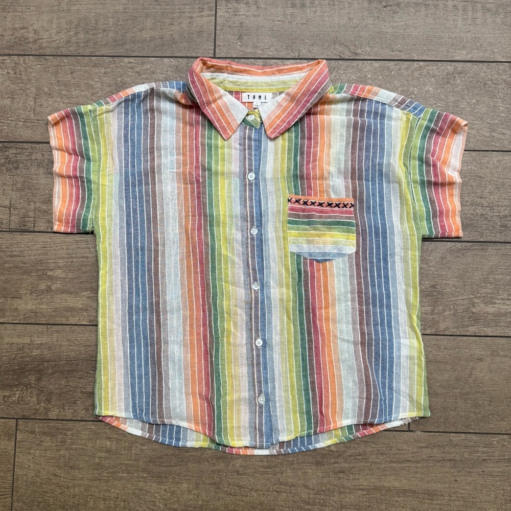 THML Rainbow Button-down Blouse